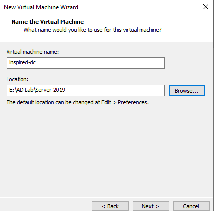Setting name and save location