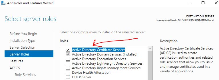 Adding Active Directory Certificate Services