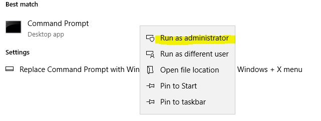Open cmd as administrator