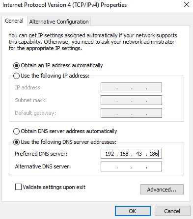 Setting DNS to the DC