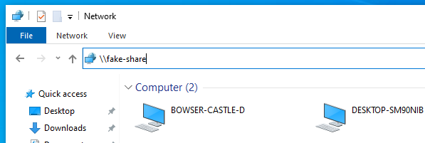 Attempting to access a fake share