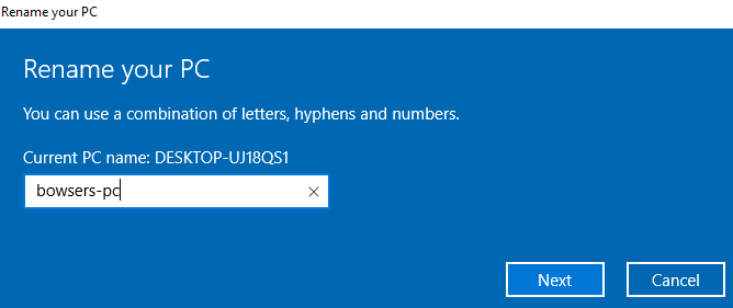 Renaming the workstation