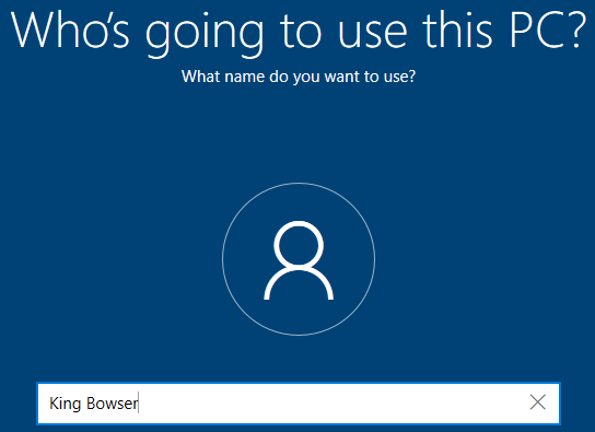 Entering a local user