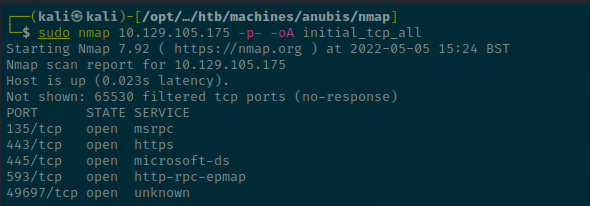 Initial Nmap Scan