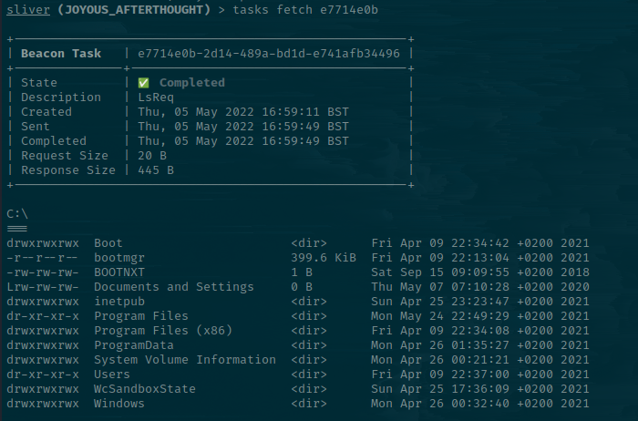 Fetching a Task in Sliver