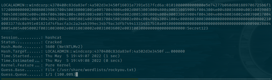Cracking the localadmin Hash