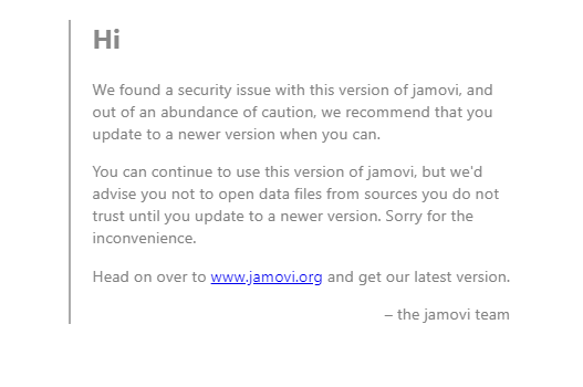 Jamovi Security Issue