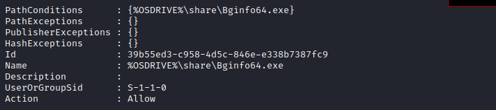 AppLocker Rule Allowing Bginfo64.exe