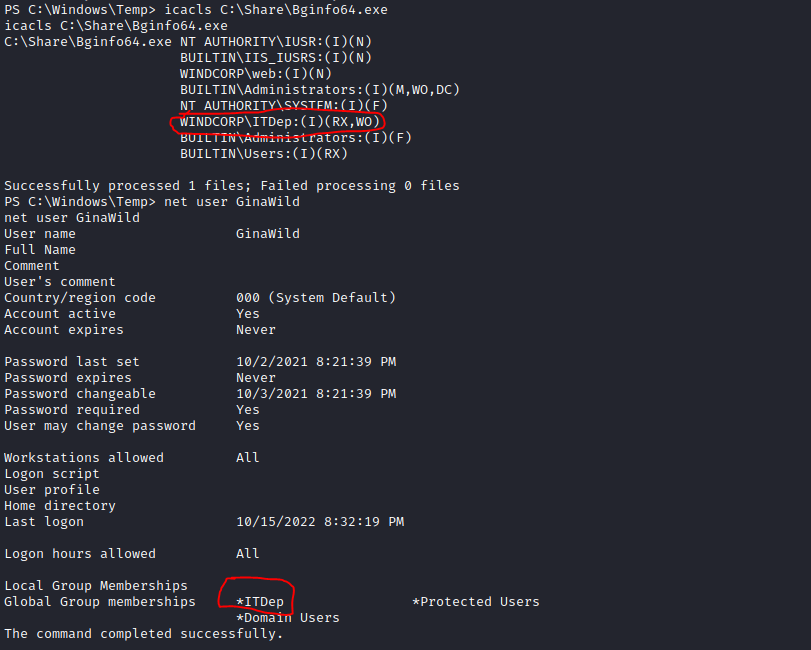 Checking Bginfo64 Permissions